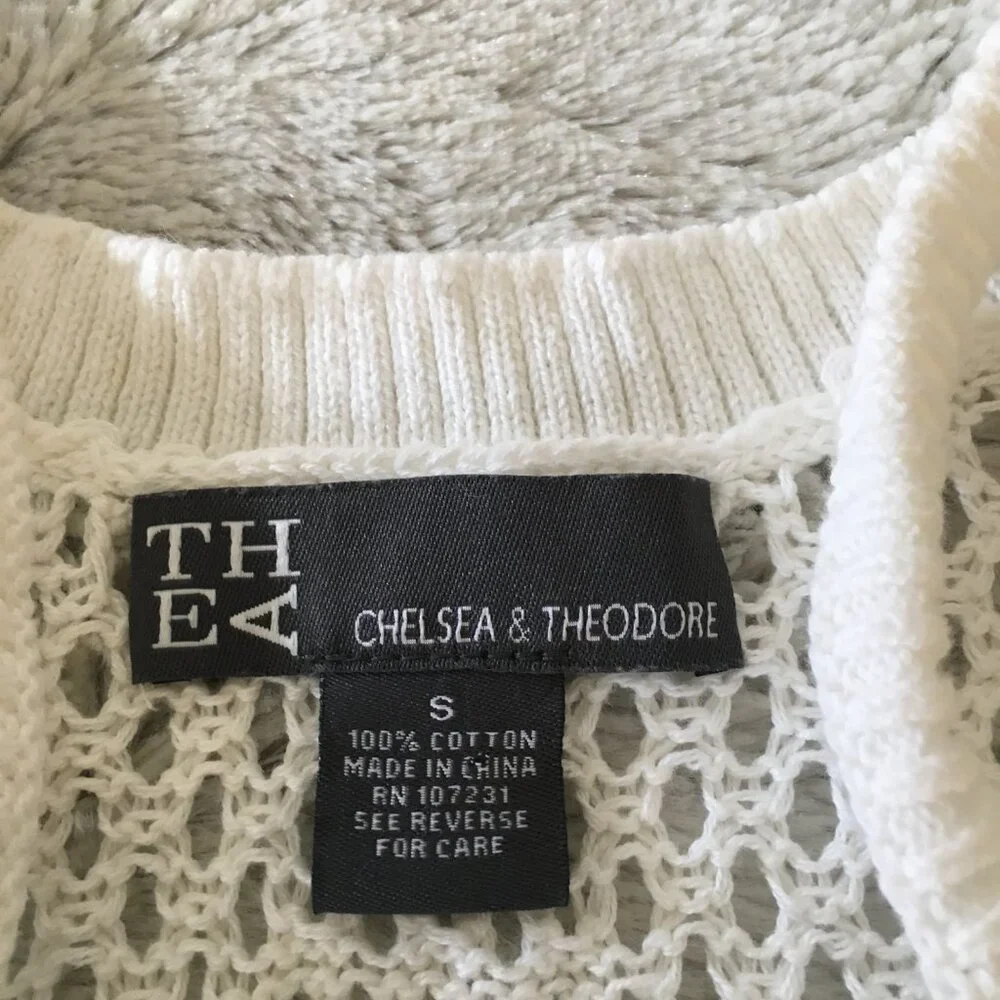 chelsea & theodore white cotton crochet top tank top size small